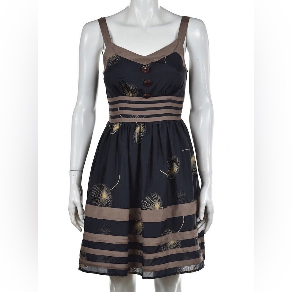 Anthropologie black silk sleeveless fit and flare dress
